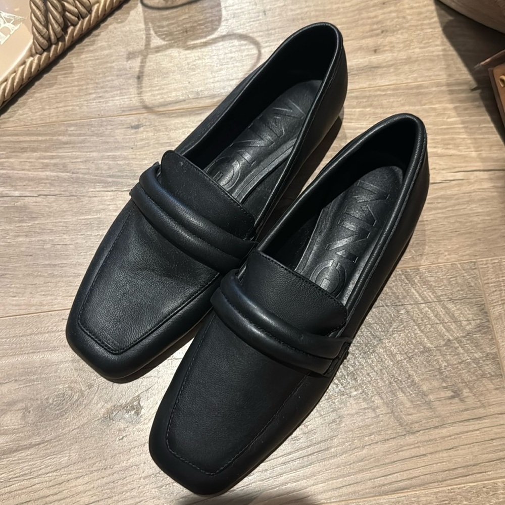 Mango black leather flats size 6